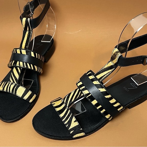 Naturalized 27 EDIT Elva calf hair and Leather Sandals Black and Brown size 9 - Picture 9 of 9